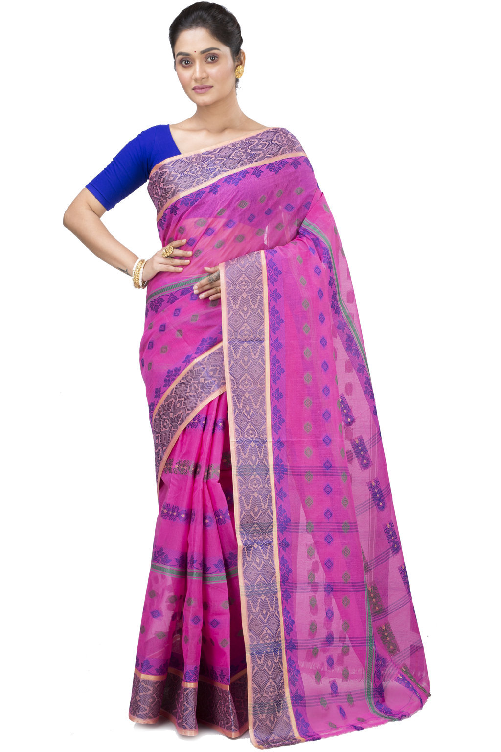 Pink Pure Cotton Ghusoon Tant Saree (947)